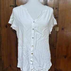White Button-Up Eyelet Top